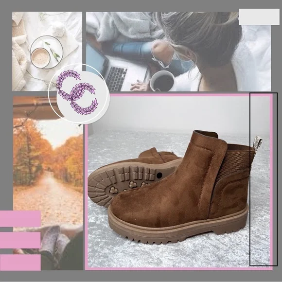 NWOT Qupid Renley Chunky Sole Booties - Brown, Size 9 - Picture 7 of 10